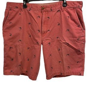 Izod Men’s Saltwater 100% Cotton Slash Pockets Coral Swordfish Shorts Size 42